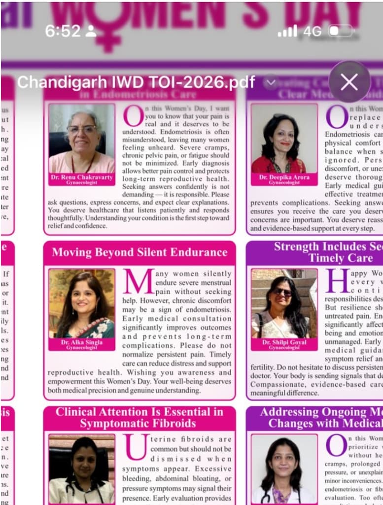 Dr Alka Singla featured in E Times discussing Endometriosis